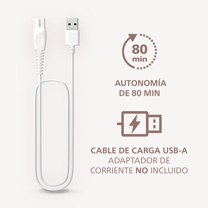 Philips Série 6000 - Máquina de barbear sem fio para uso a seco e molhado, sistema de 3 lâminas, para as pernas e o corpo, 80 minutos de autonomia, Modelo BRL127/00