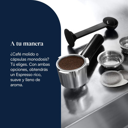 De'Longhi Dedica - Máquina de café com bomba de aço inoxidável para café moído ou monodose