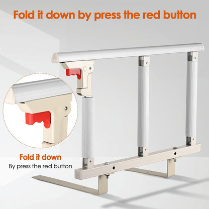 Grade de Segurança para Cama 70 × 41 cm – 3 Barras Anti-Queda para Idosos e Recuperação Pós-Cirúrgica