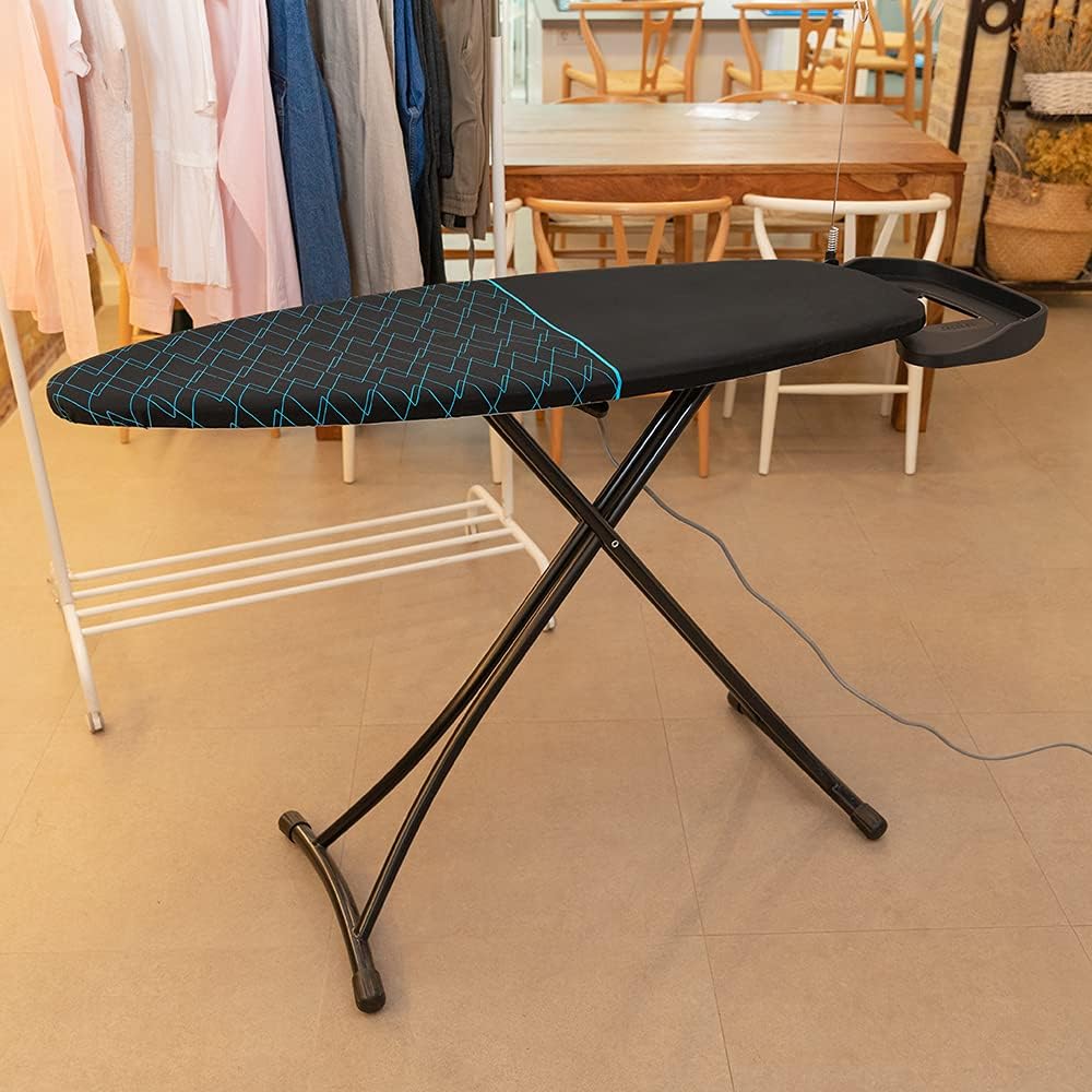Cecotec Tábua de passar StrongBoard 400 Bornéu. Capa resistente 100 % algodão, estrutura de suporte para ferros e centros de engomar, pernas extragrossas, superfície grande, altura ajustável