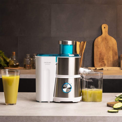 Cecotec Liquidificadora orbital Juice & Fresh 400 Titan White. 400 W, 20000 RPM de velocidade, tamanho compacto, 2 velocidades, disco com revestimento de titânio preto, sistema anti-gotejamento, jarro [Classe energética A+]