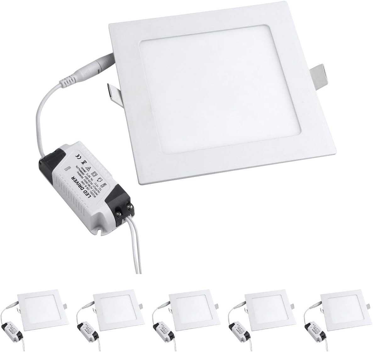 lâmpada de painel LED de 18 W, painel de iluminação embutida de LED quadrado com driver de LED, AC85-265V, tamanho do furo 200 mm (18W, branco frio)