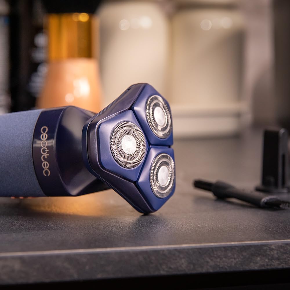 Cecotec Máquina de Barbear Rotativa PrecisionCare Elite. Autonomia 70 minutos, Lâminas de Aço Inoxidável, Resistente à Água IPX6, Uso Diário ou de Viagem, Desempenho Potente e Eficiente, 7200rpm