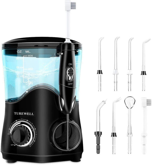 TUREWELL Irrigador dentário, irrigador bucal profissional com 8 bicos multifuncionais