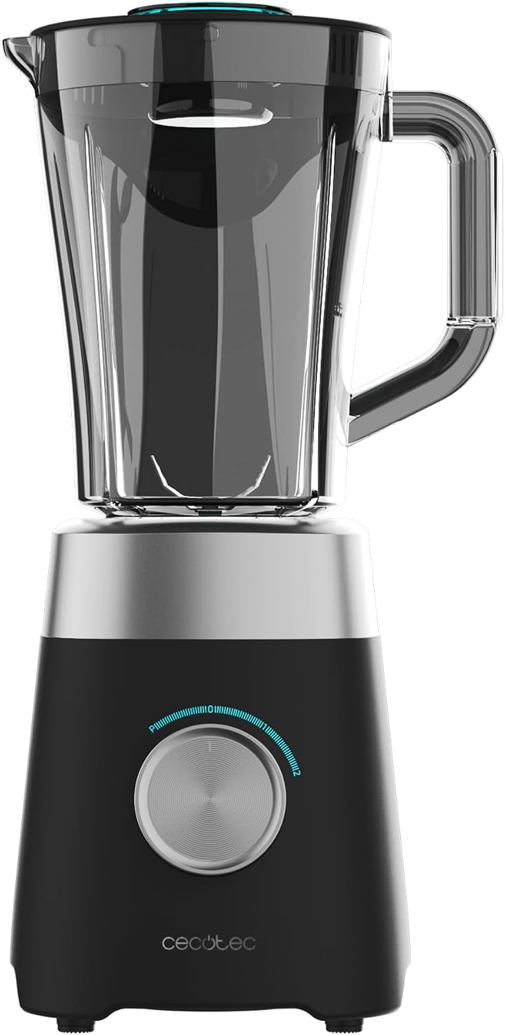 Cecotec Power Black Titanium 1300MAX B Pro Liquidificadora 2000 RPM 1300 W, Lâmina de 4 folhas de titânio, jarro de plástico AS 1,5 L, 2 velocidades, pulso, de gelo, design preto (RECONDICIONADO)