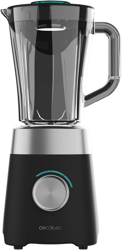Cecotec Power Black Titanium 1300MAX B Pro Liquidificadora 2000 RPM 1300 W, Lâmina de 4 folhas de titânio, jarro de plástico AS 1,5 L, 2 velocidades, pulso, de gelo, design preto (RECONDICIONADO)