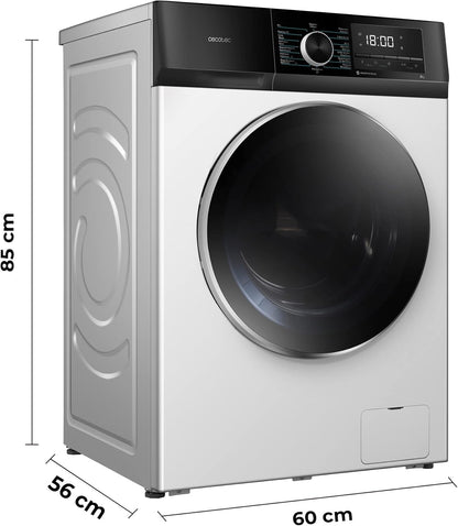 Cecotec Máquina de Lavar 9Kg Carregamento Frontal Bolero Dresscode 9500 Inverter A. 1900W, 1400 rpm, Motor Inverter Plus, Baixo Consumo, 16 Programas, SteamMax, Início Diferido, Branco [Classe energética A]