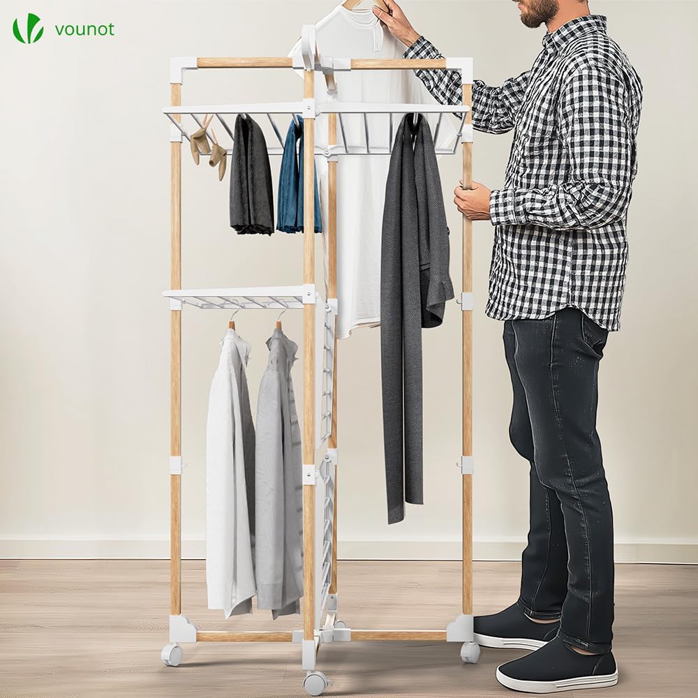 VOUNOT® Estendal de Pé de Torre de 3 Níveis, Estendal Vertical de 25m