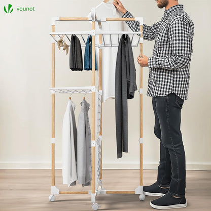 VOUNOT® Estendal de Pé de Torre de 3 Níveis, Estendal Vertical de 25m