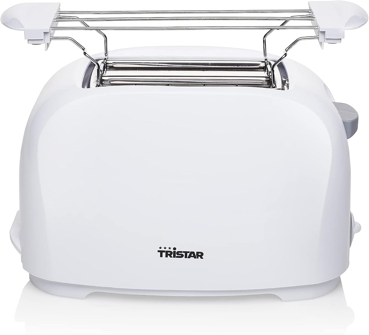 Tristar BR-1013 Torradeira para 2 fatias de pão, 2 ranhuras curtas, 6 níveis de tostado, bandeja para migalhas removível, função de descongelar ou reaquecer, 800 W
