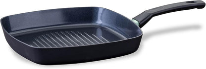 Fackelmann Brandao Grelhador Antiaderente 28 cm, Alumínio Reciclado e Cabo de Baquelite, Revestimento Cerâmico CK2 sem PFA, Adequado para Indução, Vitrocerâmica, Gás e Forno, Cabo Ergonómico, 1 un.