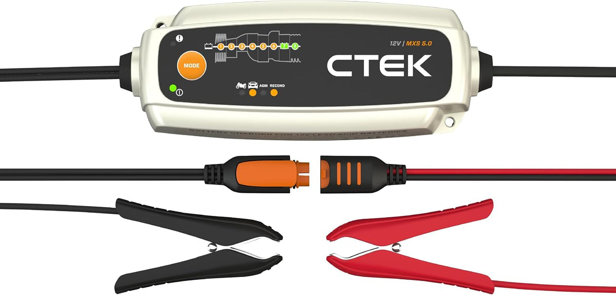 CTEK MXS 5.0, carregador de bateria 12 V 5 A com compensação de temperatura incorporada, carregador de bateria de carro e moto, carregador inteligente de baterias, mantenedor de bateria com opção de