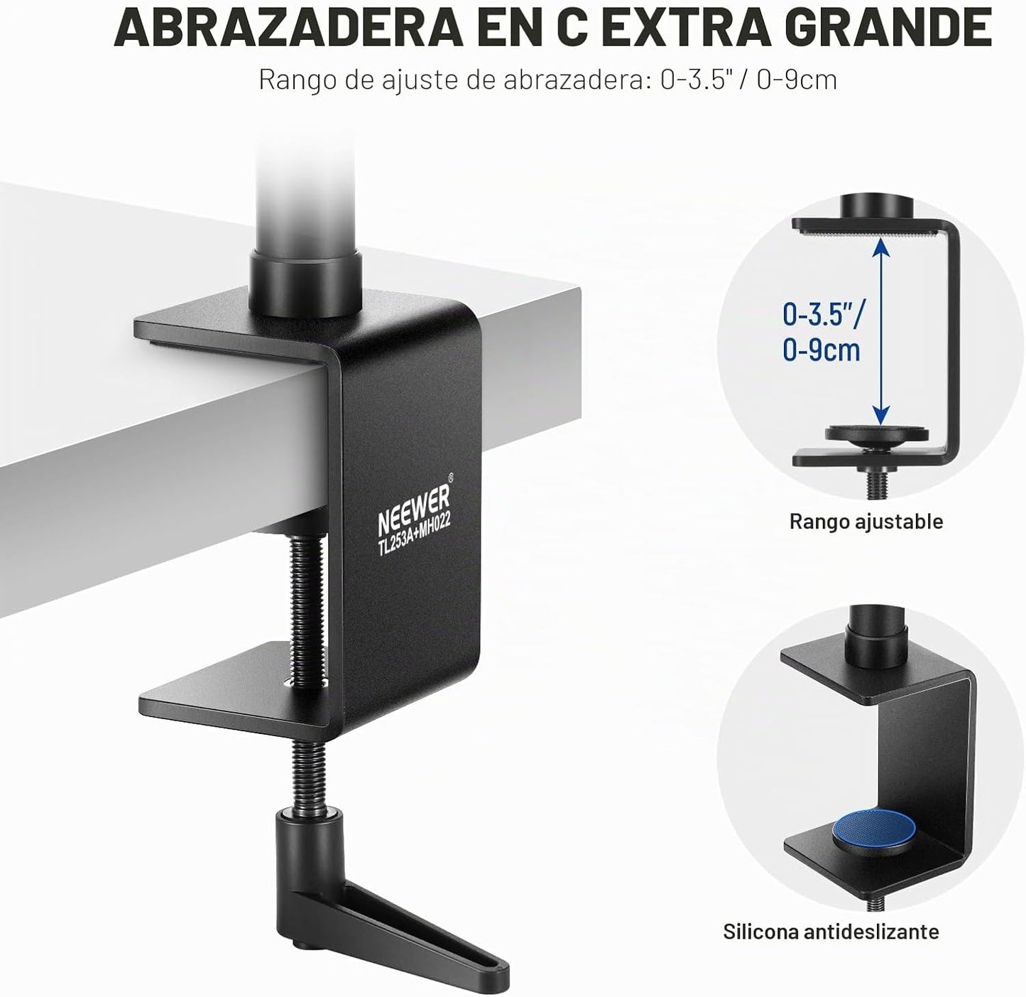 NEEWER - Suporte de mesa telescópico para câmara, com braço dobrável em três partes, 1,2 m, com pinça de telefone, rótula para luz LED, microfone TL253A+MH022