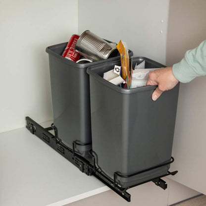 Addis 518527 - Sistema de lixo duplo removível para armário, 2 x 10 L, ecológico, de plástico 100% reciclado, cor cinza claro, 20 unidades