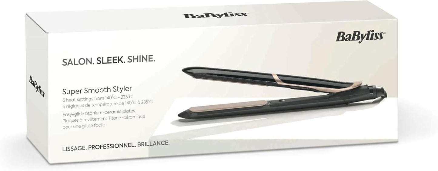 BaByliss Ferro de cabelo super smooth - tecnologia iónica anti-frizz, tapete térmico, placas de cerâmica
