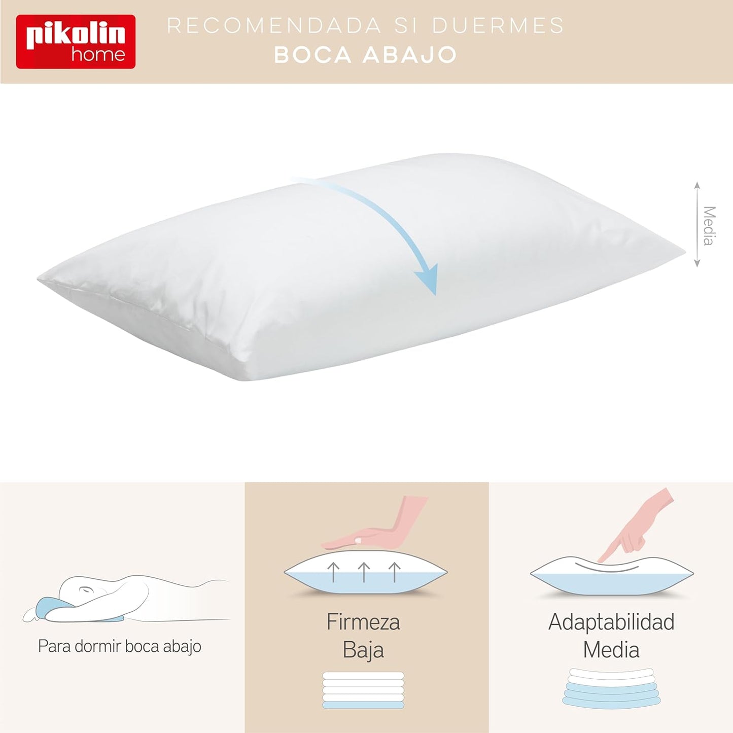 Pikolin Home - Almofada de Fibra Hipoalergénica - Capa Exterior de Algodão
