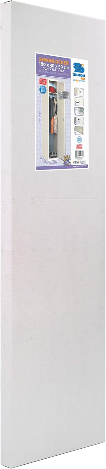 SimonRack Cacifo Vestuário Metálico, 1 Porta, Inclui Chave, Profissional, 1800x300x500 mm