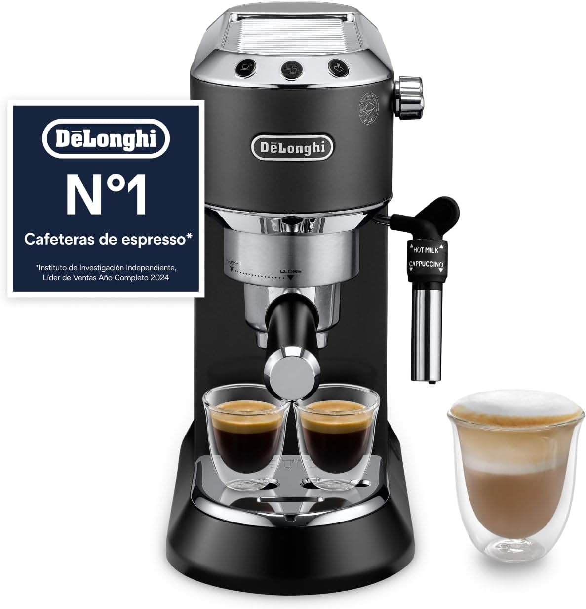 De'Longhi Dedica - Máquina de café com bomba de aço inoxidável para café moído ou monodose