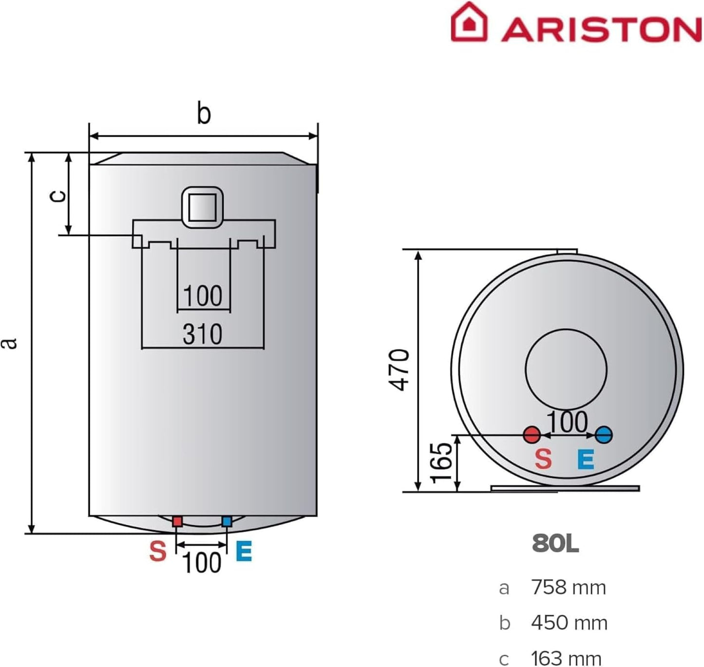 Ariston, Lydos Wifi - Termo elétrico 80 litros vertical, aquecedor de água elétrico com ECO-EVO 47 x 45 x 75,8 cm,