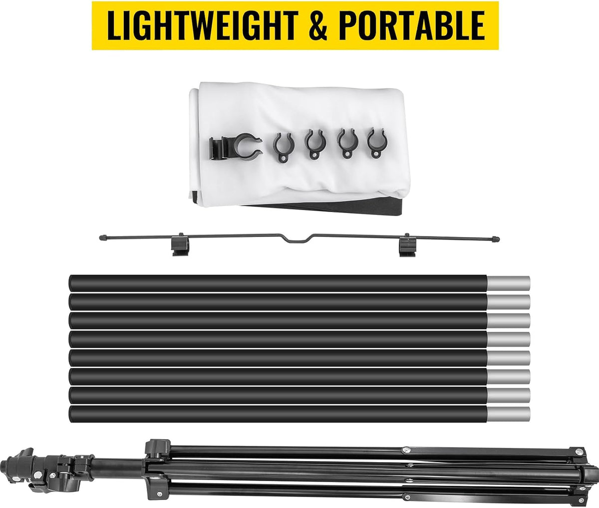VEVOR Pantalla para Proyector 100" 16:9 4K HD con Trípode Altura Ajustable 200-250 cm Portátil 227x127 cm para Cine en Casa Presentación, Negro