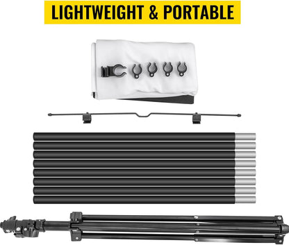 VEVOR Pantalla para Proyector 100" 16:9 4K HD con Trípode Altura Ajustable 200-250 cm Portátil 227x127 cm para Cine en Casa Presentación, Negro