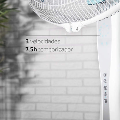 Cecotec Ventoinha de pé com controlo remoto e temporizador EnergySilence 530 Power Connected White. 50 W, 5 pás de 40 cm, 3 velocidades, motor de cobre, oscilante, ecrã, branco
