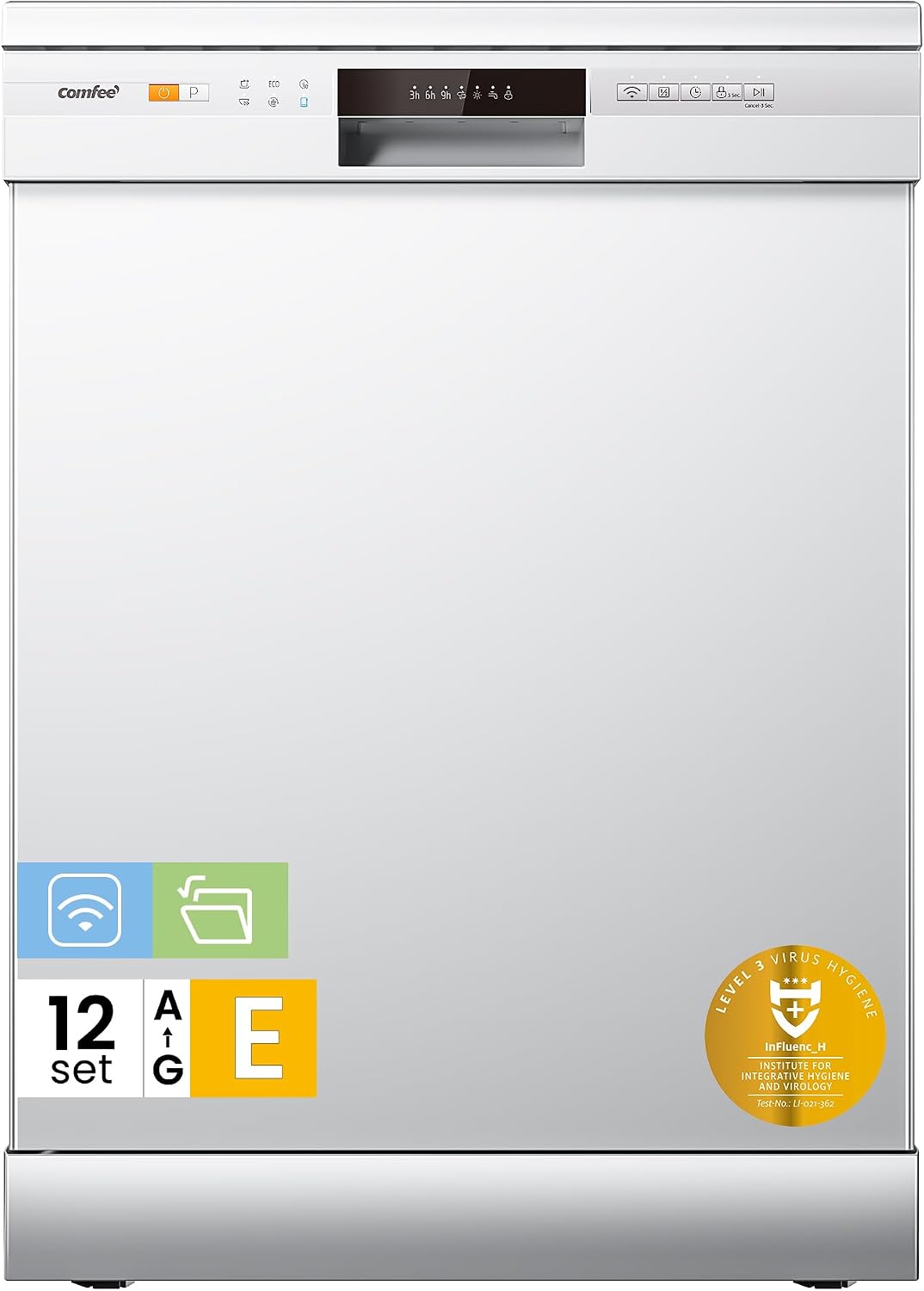 COMFEE' CDWPF1201PW-WE-EU Lavavajillas Independiente,12 Cubiertos, 60cm [Classe energética E]