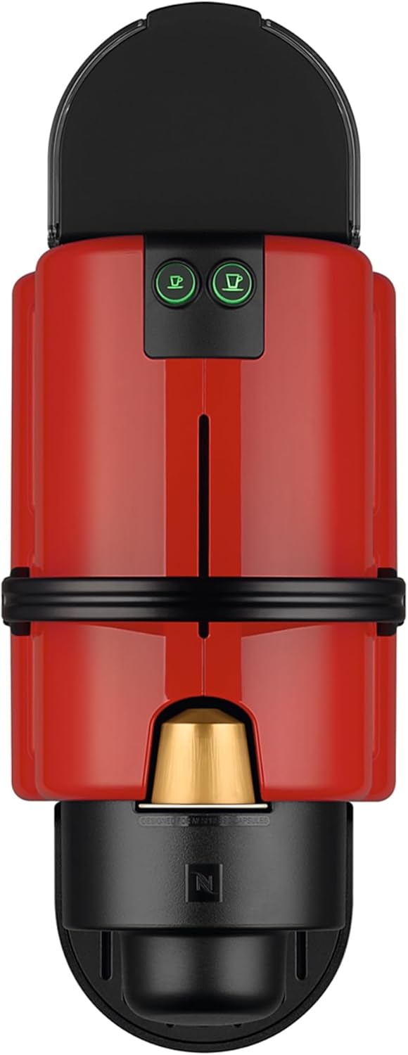 Krups Nespresso Inissia XN1005 - Máquina de café monodose de cápsulas Nespresso, 19 bares, desligamento automático, capacidade de 0,7L, design compacto, modo eco, cor vermelho, inclui kit de