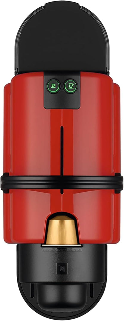 Krups Nespresso Inissia XN1005 - Máquina de café monodose de cápsulas Nespresso, 19 bares, desligamento automático, capacidade de 0,7L, design compacto, modo eco, cor vermelho, inclui kit de
