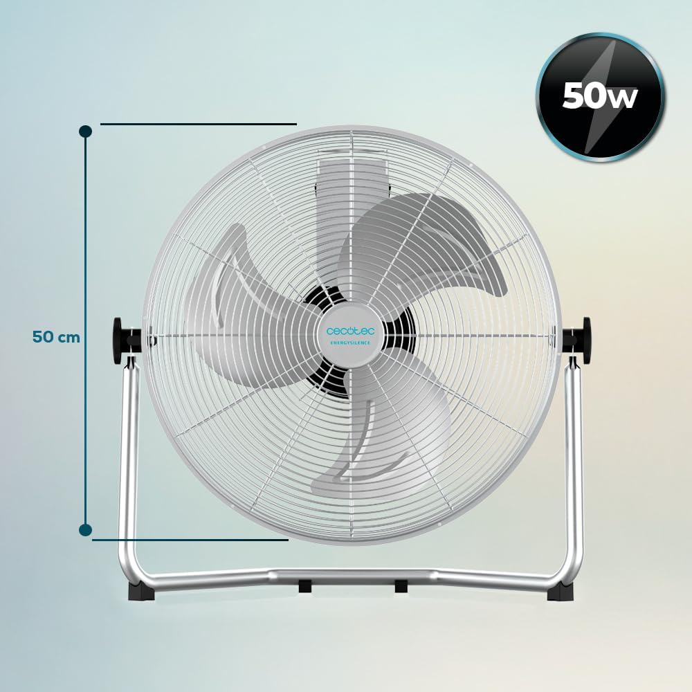 Cecotec Ventoinha industrial EnergySilence 4100 Pro. 100 W, 3 pás metálicas de 18" de diâmetro, motor de cobre, 3 velocidades, inclinação ajustável, sistema de segurança