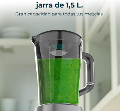 Cecotec Power Black Titanium 1300MAX B Pro Liquidificadora 2000 RPM 1300 W, Lâmina de 4 folhas de titânio, jarro de plástico AS 1,5 L, 2 velocidades, pulso, de gelo, design preto (RECONDICIONADO)