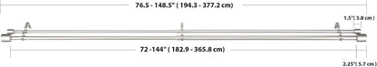 Amazon Basics Barra de cortina dupla extensível com remates de capuz, diâmetro de 19 mm, de 183 a 366 cm, cor níquel