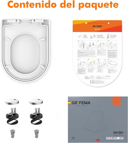 Ibergrif M41001 Tampa wc, assento sanitário macio em forma de D com libertação rápida para facilitar a limpeza, branco