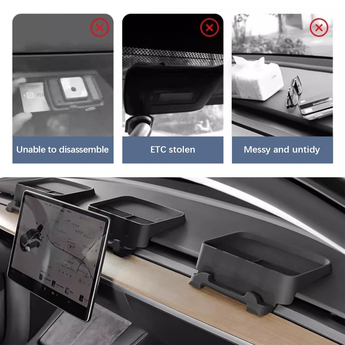 Organizador de Consola Central em Silicone para Tesla Model 3/Y – Suporte para Telemóvel e Arrumação