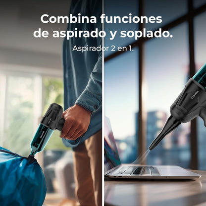 Cecotec Aspirador de mão sem cabo Motor BLDC Conga Rockstar Micro Hand. 80 W, potência de sucção 12 kPa, função de sucção e sopro, 2 modos, automonomia 25 minutos, kit de acessórios