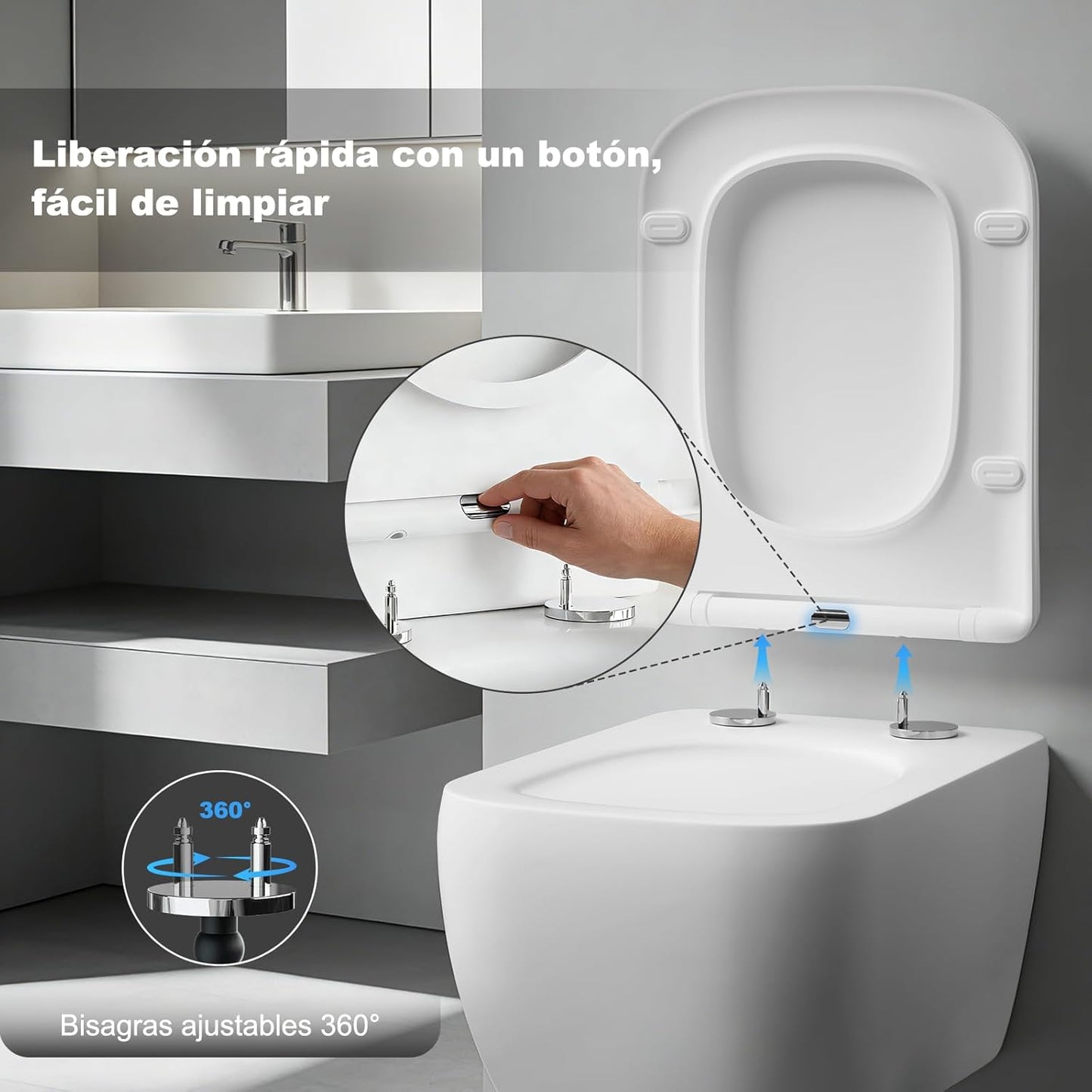 SURFOU Tampa WC universal em forma de quadrado