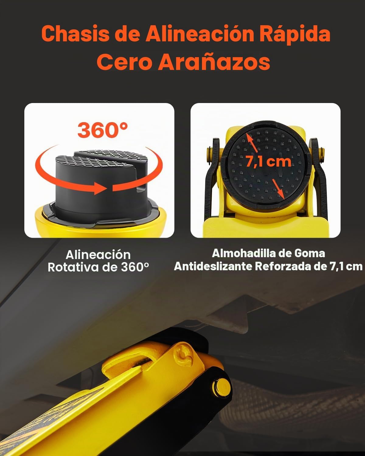 VEVOR Gato de baixo perfil de aço carga máxima de 2,5 T gato hidráulico para carro faixa de elevação 85 - 380 mm