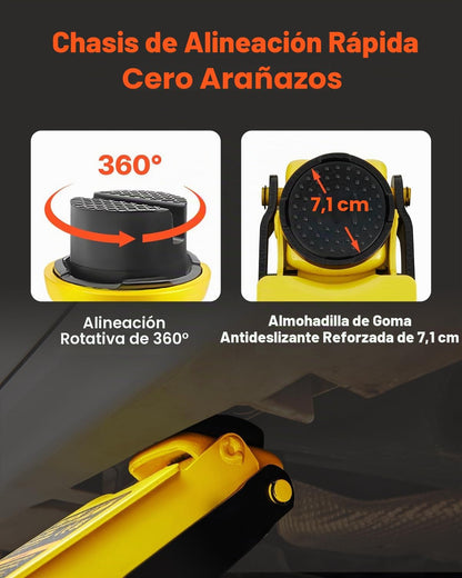 VEVOR Gato de baixo perfil de aço carga máxima de 2,5 T gato hidráulico para carro faixa de elevação 85 - 380 mm