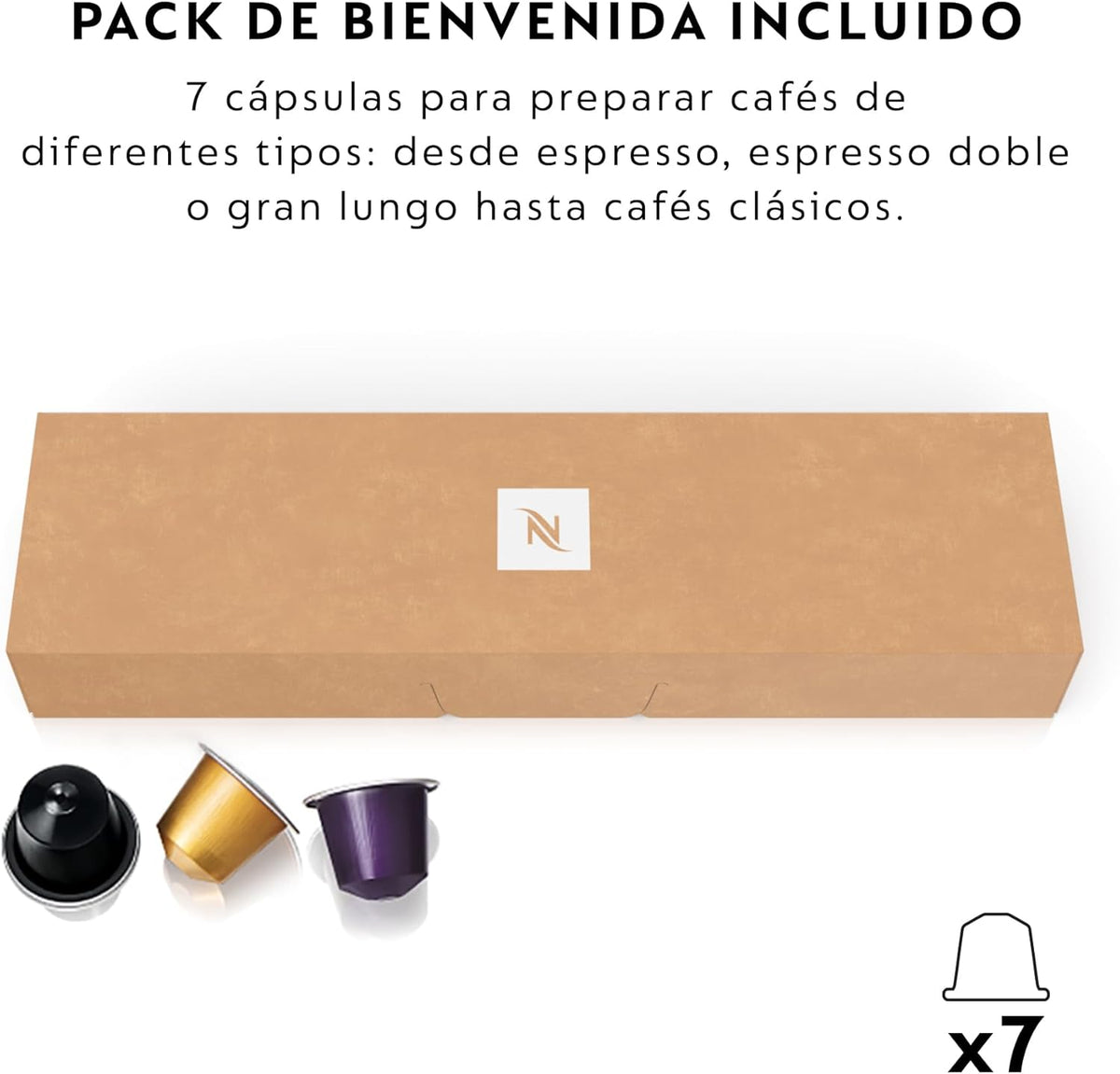 Minipiano Nespresso Essenza preto XN1108 Práctica, 19 Bares, 2 Opciones café, Calentamiento rápido, Apagado automático, Incluye pack cápsulas bienvenida, XN1108