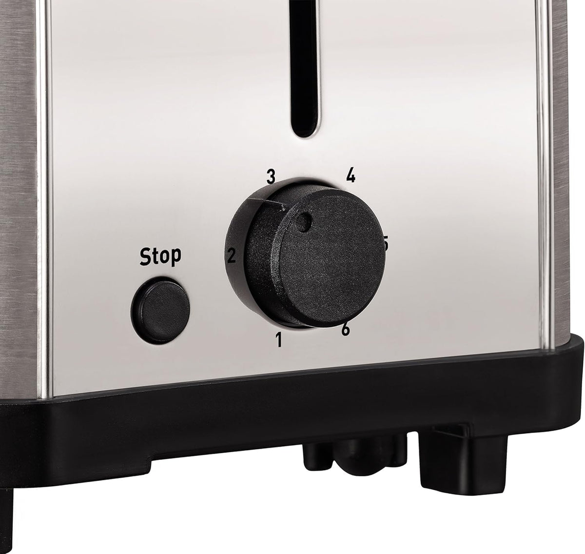 Moulinex Classic LT330D Torradeira de aço inoxidável, 2 ranhuras curtas para 2 fatias de pão, 6 posições de torrado com função Stop e bandeja de recolha, adequado para todos os tipos de pão
