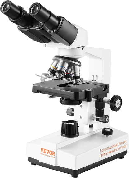 VEVOR Microscópio Composto Binocular 40X-2500X com Biologia de Estágio de 2 Camadas