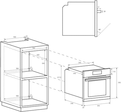 Candy FIDCP X625 L, Forno Multifuncional, 70L, Bandeja e Grade, Limpeza Aquactiva, Convecção + Ventilador radial, 8 Funções, Display Timer Touch, Comandos Push&Pull, Porta 2 Vidros, Inox e Preto [Classe energética A+]