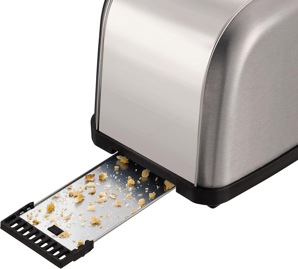 Moulinex Classic LT330D Torradeira de aço inoxidável, 2 ranhuras curtas para 2 fatias de pão, 6 posições de torrado com função Stop e bandeja de recolha, adequado para todos os tipos de pão