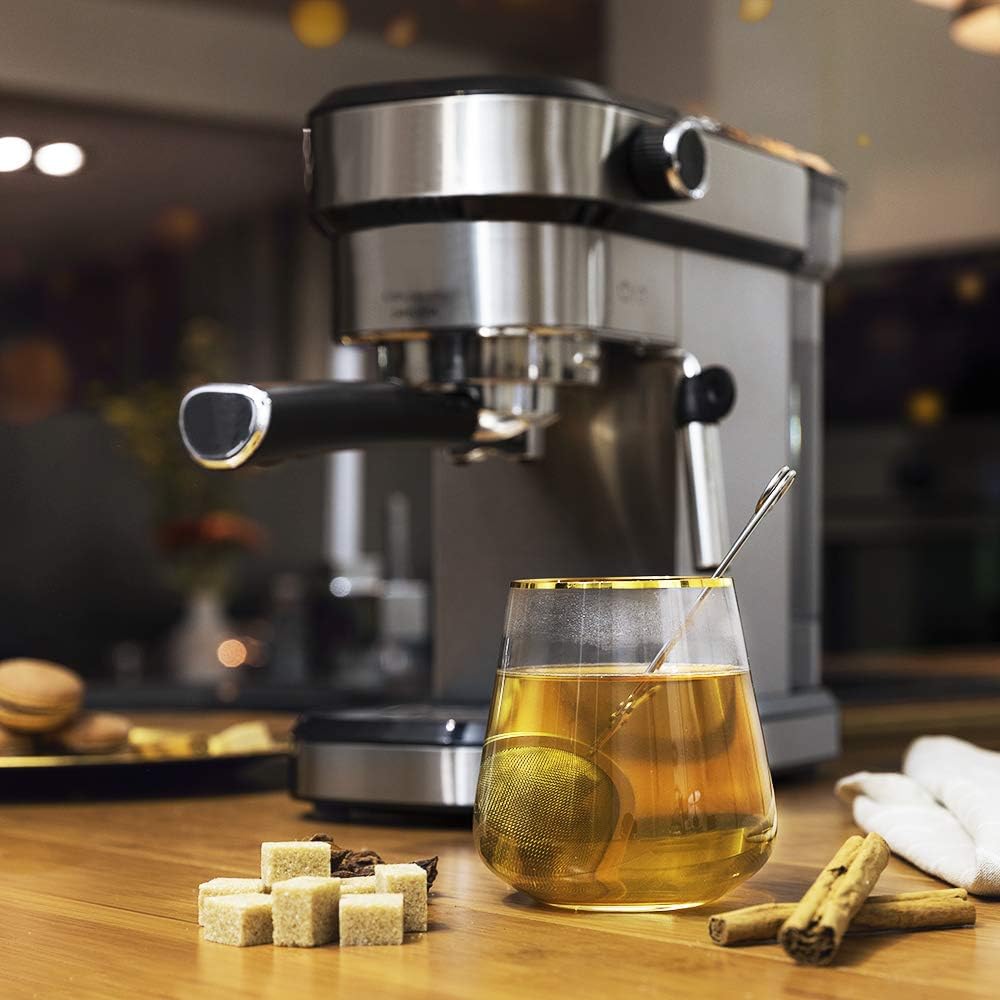 Cecotec Cafeteira expresso Cafelizzia 790 Steel para expresso e cappuccinos. 1350 W, Porta-filtros de braço com saída dupla e dois filtros, 20 barras de pressão, depósito removível de 1,2 litros, aço