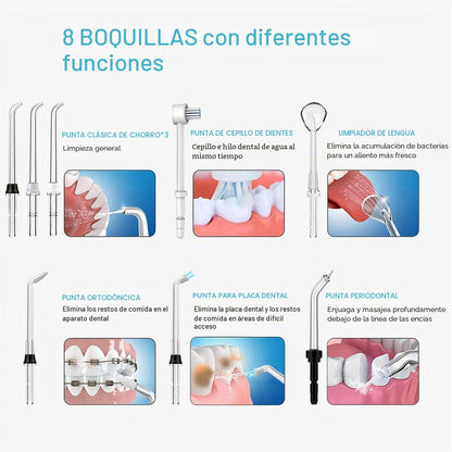 TUREWELL Irrigador dentário, irrigador bucal profissional com 8 bicos multifuncionais