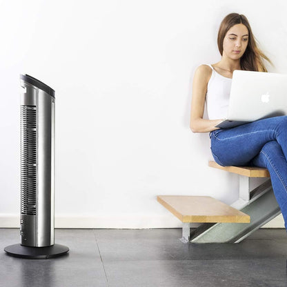 Cecotec Ventoinha de torre digital com temporizador e controlo remoto EnergySilence 890 Skyline. 50 W, 30'' (76 cm) de altura, oscilação, motor de cobre, 3 velocidades, 3 modos, preto