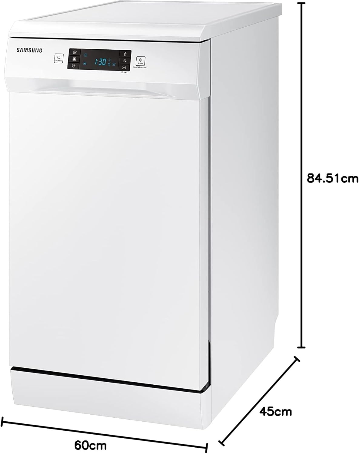 SAMSUNG DW50R4070FW - Lava-louças USADA, 10 talheres, 45 cm, A++, Instalação livre, Branco | Classe E, abertura automática Push Open, lavagem rápida 60 min, lavagem automática, carregamento flexível, função higiene [Classe energética E]