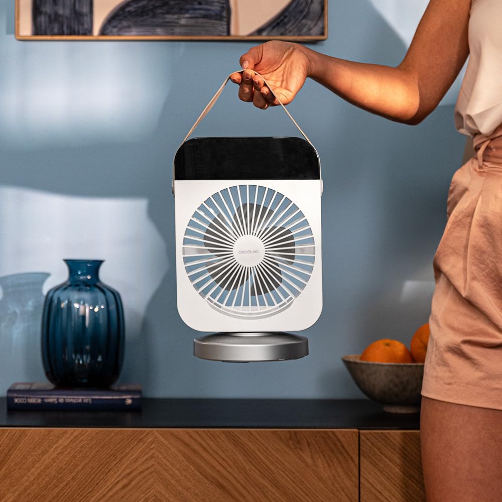 Cecotec Climatizador de mesa EnergySilence 600 DeskChill Smart Rotate. 10 W, depósito de 300 ml, controlo tátil, oscilação, 4 velocidades, luz LED com 7 cores e temporizador 8 h