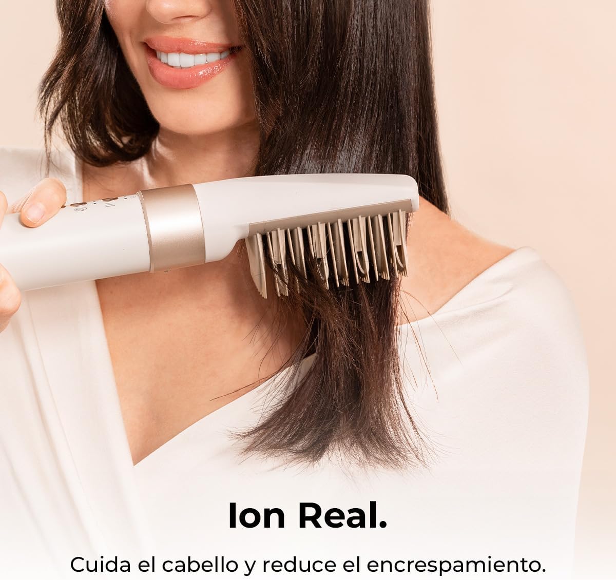 Cecotec Escova de Ar Secante Modelador Alisador Multifuncional 8 Cabeças CeramicCare AirGlam Champagne. 1400W,
