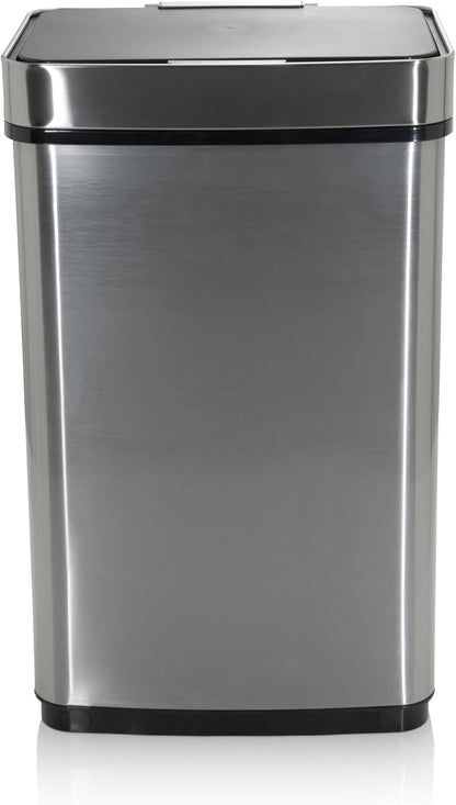 hjh OFFICE 830045 Caixote do lixo com sensor CLEAN IV 60 L, Aço Inoxidável, Papeleira automática, indicador LED, retangular, Prata